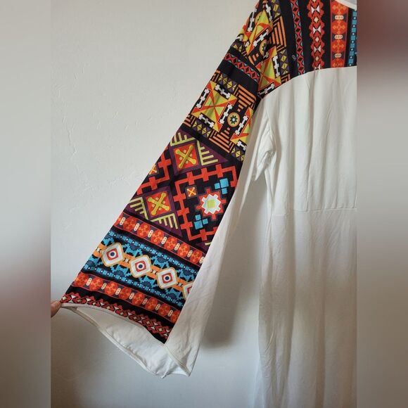 Aztec Tribal Dress Ceremonial Colorful Southwestern Bohemian Retro 70s XXL - Picture 8 of 15